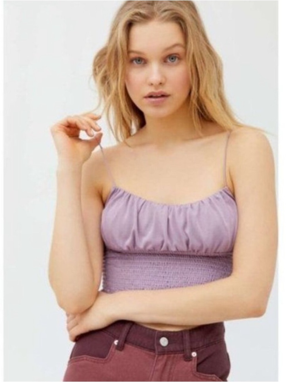 Urban Outfitters Women's Cupro Smocked Cami Top